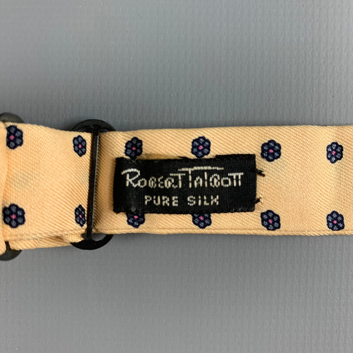 ROBERT TALBOTT Yellow Navy Floral Silk Bow Tie