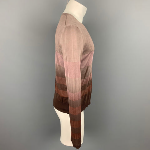 PATRIZIA PEPE Size M Taupe & Brown Ombre Cotton / Silk V-Neck Pullover