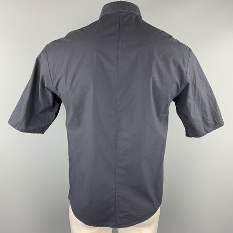 STEPHAN SCHNEIDER Size L Navy Cotton Short Sleeve Button Up Shirt
