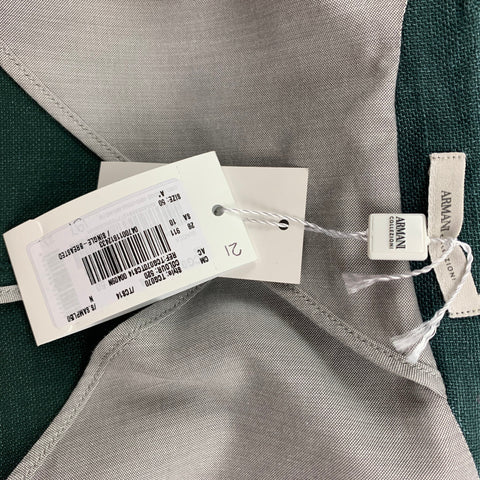 ARMANI COLLEZIONI Size 40 Green Cotton / Linen Notch Lapel Sport Coat