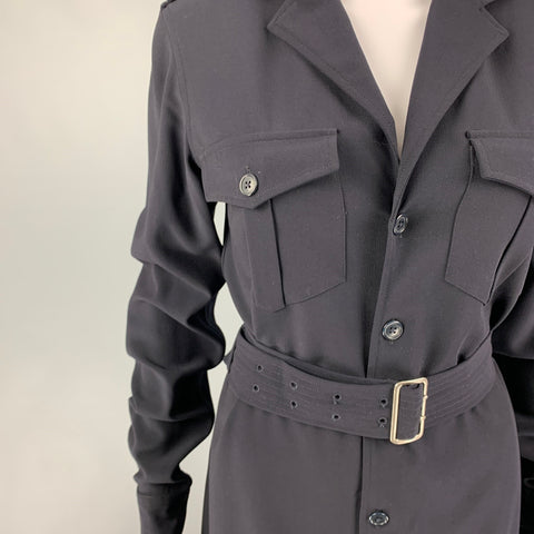 RALPH LAUREN Black Label Size 6 Navy Wool Shirt Dress
