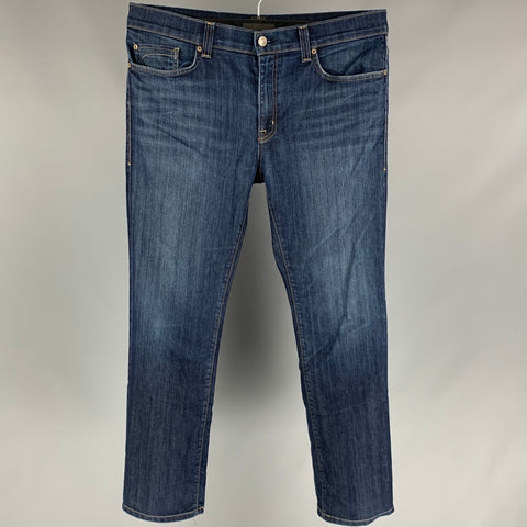 FIDELITY Talla 36 Jeans rectos de algodón / poliéster azul