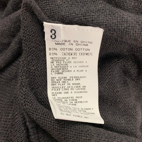 YOHJI YAMAMOTO Size L Charcoal Knitted Cotton Cashmere Henley Pullover