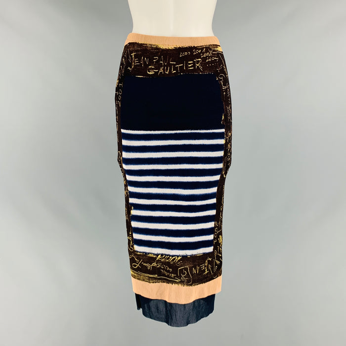 JEAN PAUL GAULTIER Size M Navy Multi-Color Nylon Graffiti Skirt