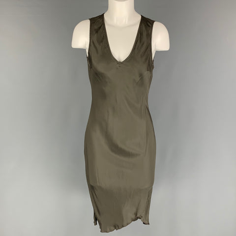 DRIES VAN NOTEN Robe slip grise à col en V taille 4