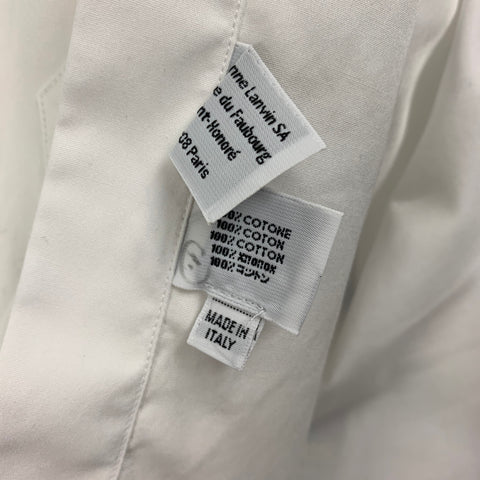 LANVIN Size M White Cotton Raw Edge Long Sleeve Shirt