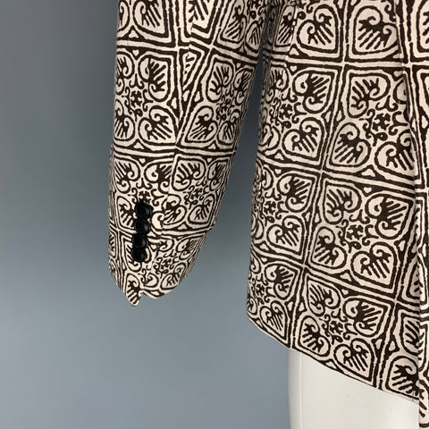 TODD SNYDER Size 38 Regular Beige Brown Print Cotton Linen Sport Coat