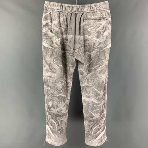 STAMPD Pantalones deportivos de algodón con estampado de ángeles blancos y grises talla L