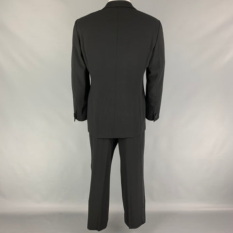 EMPORIO ARMANI Size 44 Black Wool Peak Lapel Tuxedo Suit
