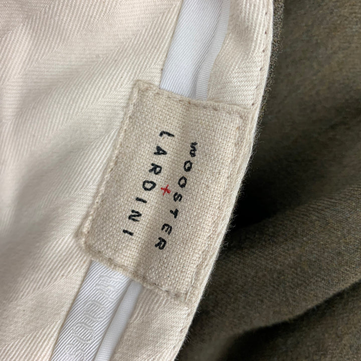 WOOSTER + LARDINI Size 32 Olive Wool Pleated Dress Pants
