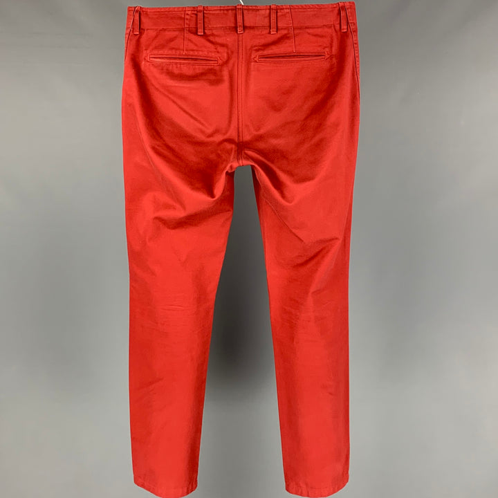 WINGS + HORNS Talla 32 Pantalones casuales con bragueta de botones de algodón color ladrillo