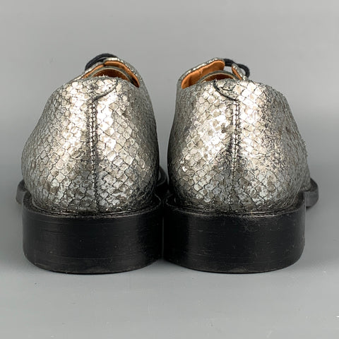 ROBERT CLERGERIE Size 8.5 Silver Leather Metallic Lace Up Shoes