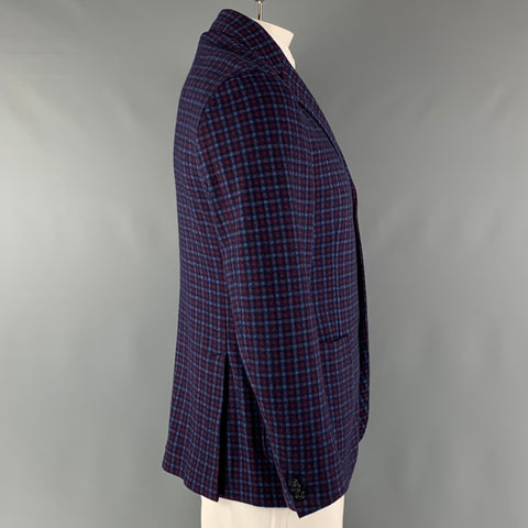 ALESSANDRO CANTARELLI Size 42 Blue Red Checkered Sport Coat