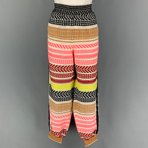 ALICE + OLIVIA Size L Multi-Color Cotton Woven Elastic Waistband Pants