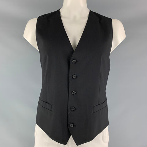 DOLCE &amp; GABBANA Talla 42 Chaleco negro con botones de lana lisa