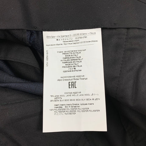 ETRO Size 40 Navy Rhombus Wool / Silk Shawl Collar Suit