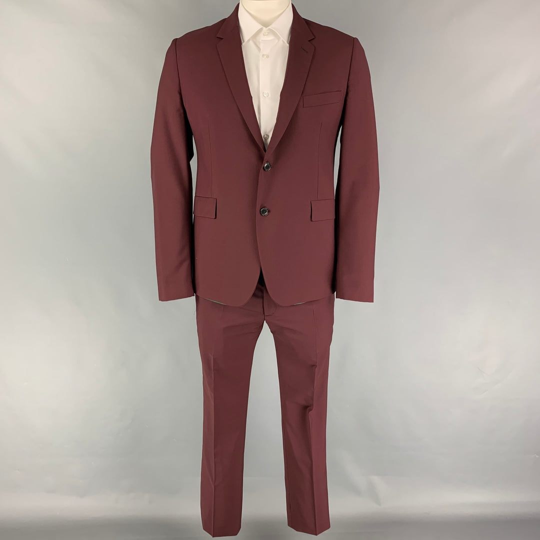 PAUL SMITH Kensington Fit Size 42 Regular Burgundy Wool Mohair Notch Lapel Suit
