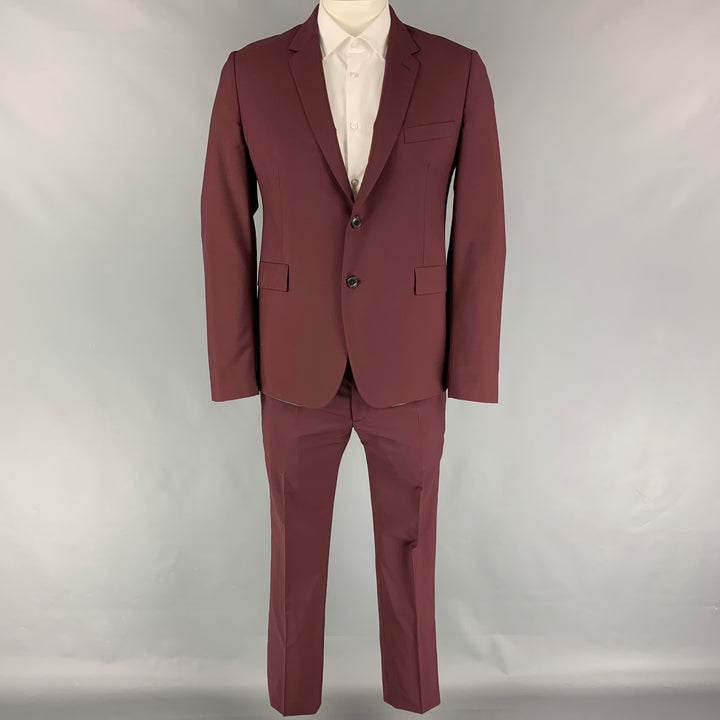 PAUL SMITH Kensington Fit Size 42 Regular Burgundy Wool Mohair Notch Lapel Suit