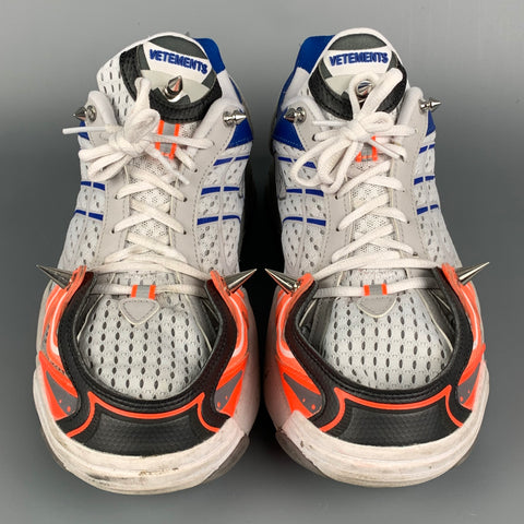 VETEMENTS x REEBOK Spike 400 Runner Talla 10 Zapatillas de deporte con cordones de malla blanca y azul