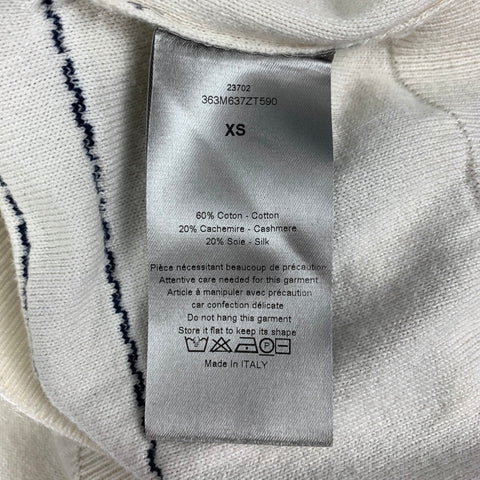 DIOR Size XS Cream Navy Stripe Cotton Blend Nautical Pullover
