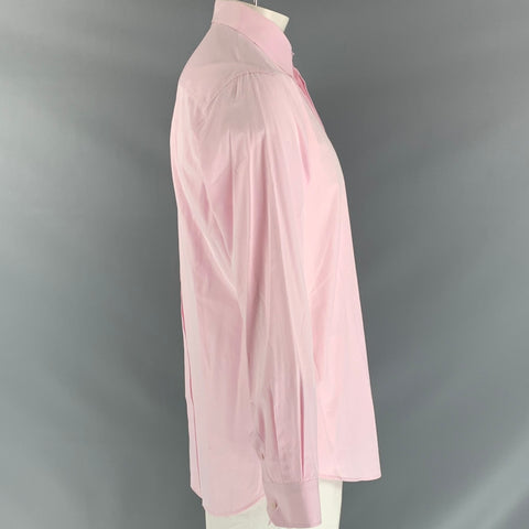 D&G by DOLCE & GABBANA Size XL Pink Pleated Cotton Long Sleeve Shirt