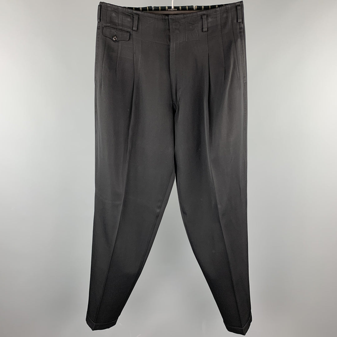 Vintage MATSUDA Size 34 Black Wool Zip Fly High Waisted Dress Pants