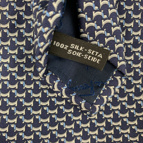 SALVATORE FERRAGAMO Navy "Wiener Dogs"  Silk Tie