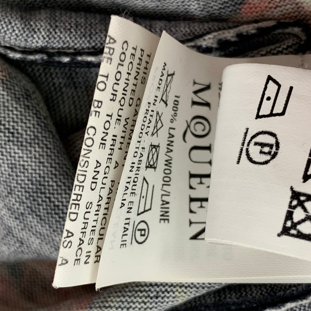 ALEXANDER MCQUEEN Size S Black Red Floral Wool V-Neck Pullover