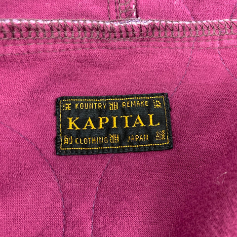 KAPITAL Size M Purple Quilted Cotton Nylon Hooded Sweatshirt