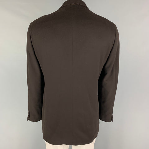 ARMANI COLLEZIONI Size 44 Long Brown Cashmere Notch Lapel Sport Coat