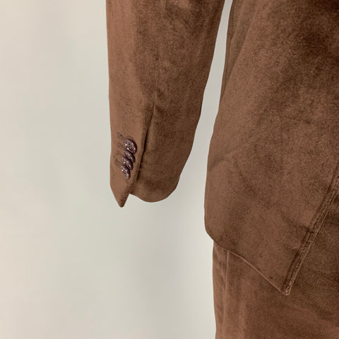 MASSIMO PIOMBO Size 34 Brown Velvet Cotton Double Breasted Suit