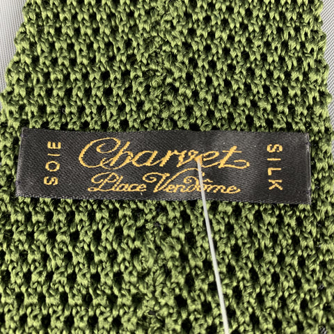 CHARVET Knitted Olive Silk Tie