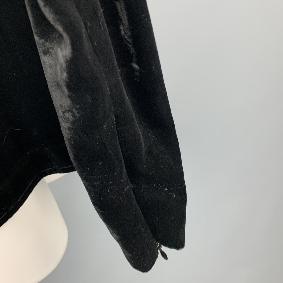 JEAN PAUL GAULTIER Size 10 Black Silk Blend Velour Band Collar Dress Top