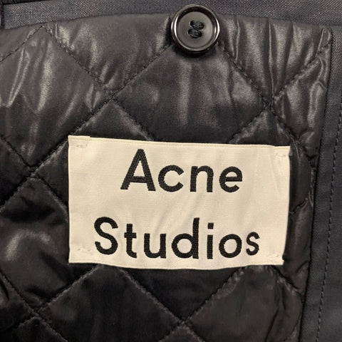 ACNE STUDIOS Manteau boutonné en coton enduit marine taille M