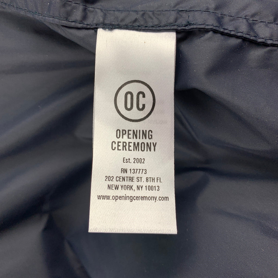 OPENING CEREMONY Size L Navy Logo Nylon Hooded Raincoat