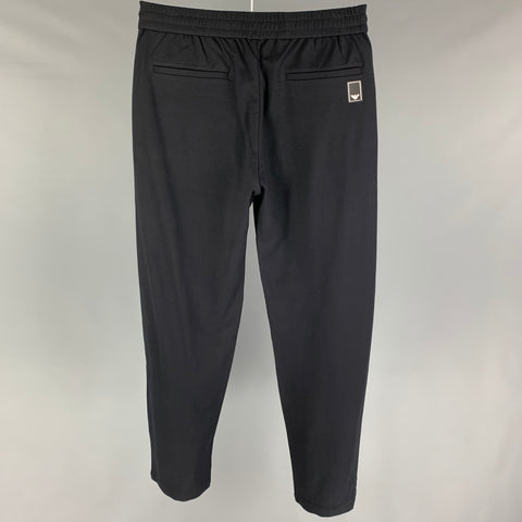 EMPORIO ARMANI Size M Black Viscose Blend Elastic Waistband Casual Pants