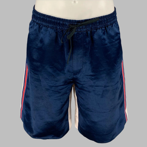 GUCCI Size M Blue Beige Color Block Acetate Athletic Shorts