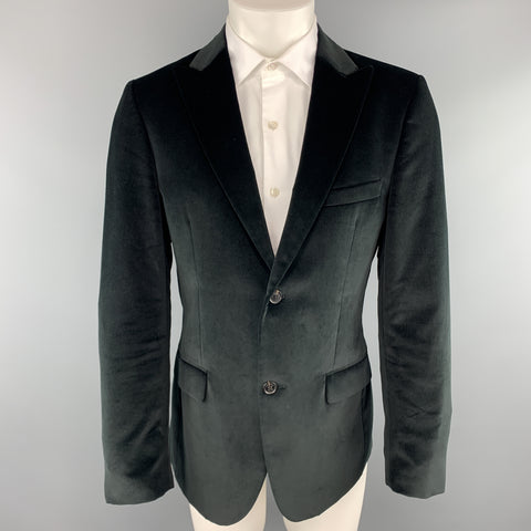 CALVIN KLEIN COLLECTION Taille 38 Manteau de sport court en velours de coton noir à revers