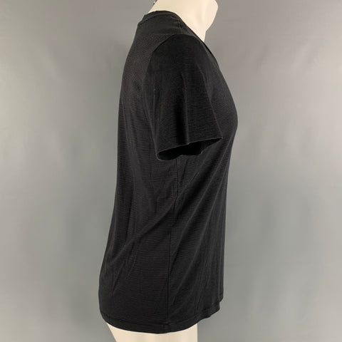 THEORY Size S Black Grey Stripe Cotton Short Sleeve T-shirt