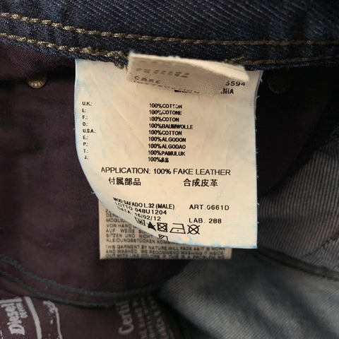 DIESEL Size 33 Indigo Cotton Straight Slim Button Fly Jeans