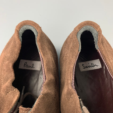 PAUL SMITH Taille 10 Chaussures à lacets en daim marron à bout carré
