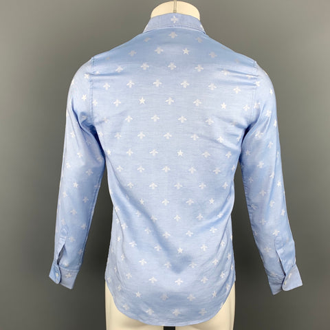 GUCCI Size XS Light Blue Jacquard Cotton Button Up Long Sleeve Shirt