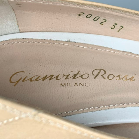 GIANVITO ROSSI Size 7 Beige Cream Leather Perforated Pumps