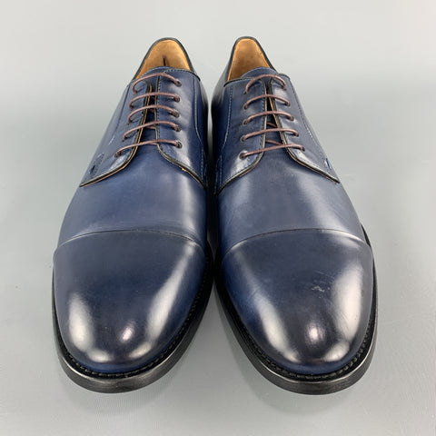 PS by PAUL SMITH Size 11 Navy Antique Leather Cap Toe Lace Up Dress Shoes