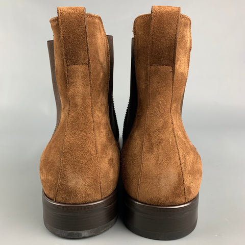 SALVATORE FERRAGAMO Size 11 Brown Suede Chelsea Boots