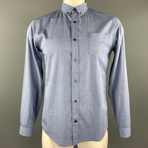 VINCE Camisa de manga larga con botones de algodón azul talla M