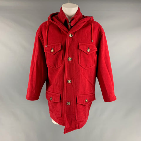 VERSACE JEANS COUTURE Size S Red Solid Wool Hooded Coat