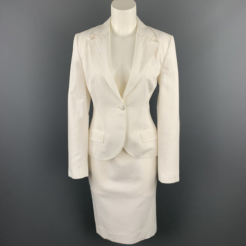 DOLCE & GABBANA Size 8 White Cotton / Flax A-Line Skirt Set