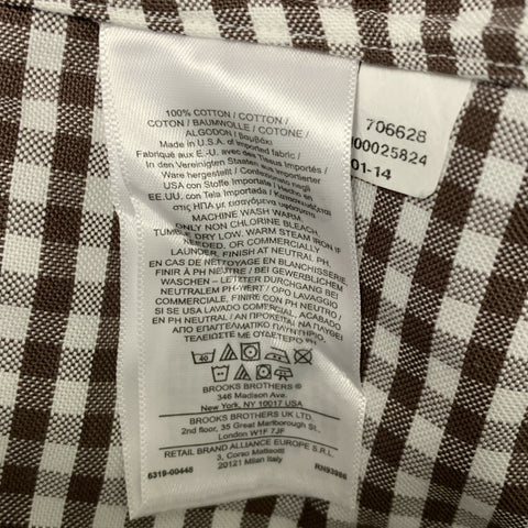 BLACK FLEECE Size M White Gingham Cotton Long Brown Long Sleeve Shirt