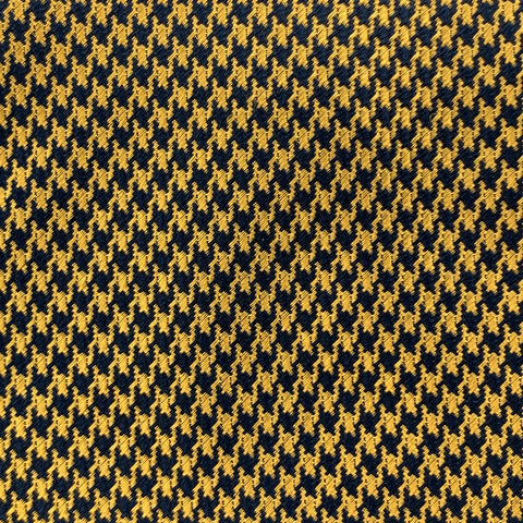 BEN SILVER Yellow Gold & Navy Houndstooth Silk Tie